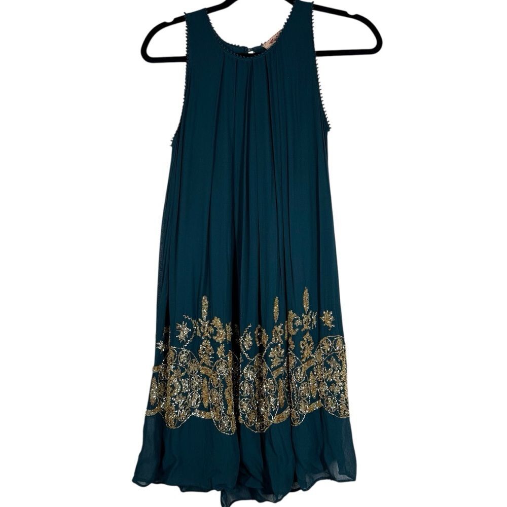 Anthropologie Not So Serious Brenta Beaded Swing Dress Cocktail Elegant Womens 2